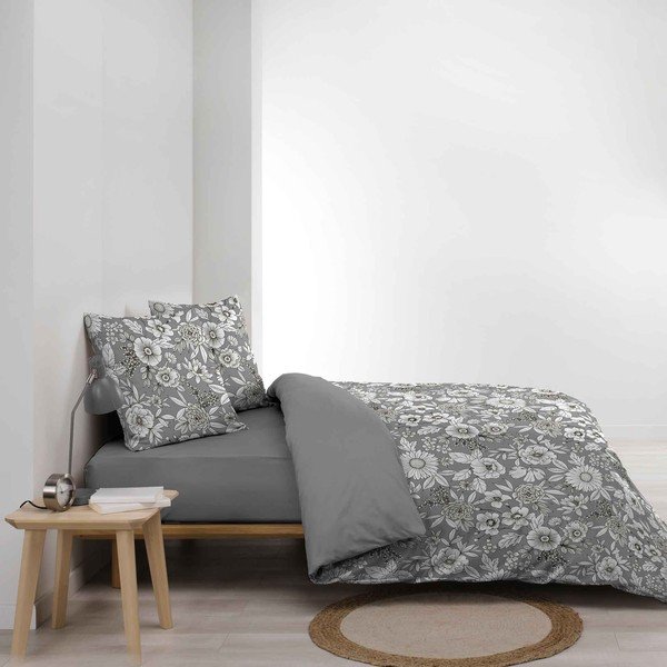 Бяло-сиво удължено двойно памучно спално бельо 240x220 cm Milady – douceur d'intérieur-image-1