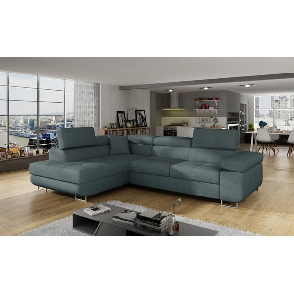 Син разтегателен ъглов диван с място за съхранение (ляв ъгъл L форма) Anton – ELTAP-image-3