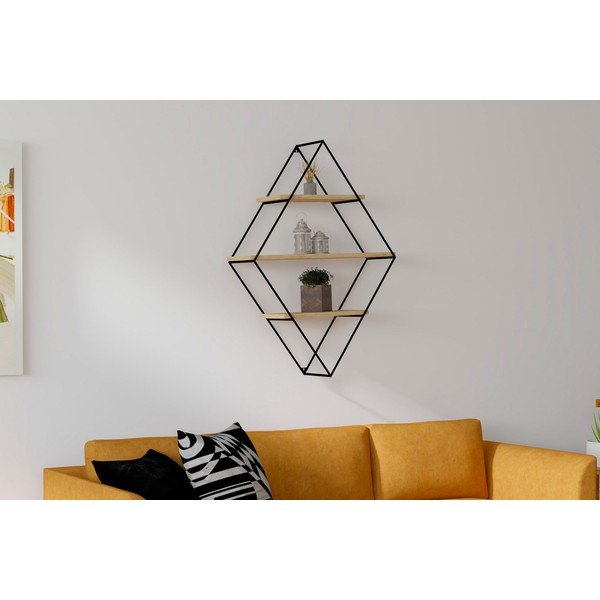 Двуетажен рафт в черен/естествен цвят Meho  - Kalune Design-image-1