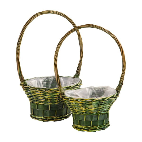 Комплект от 2 зелени плетени кошници Joel - Unknown