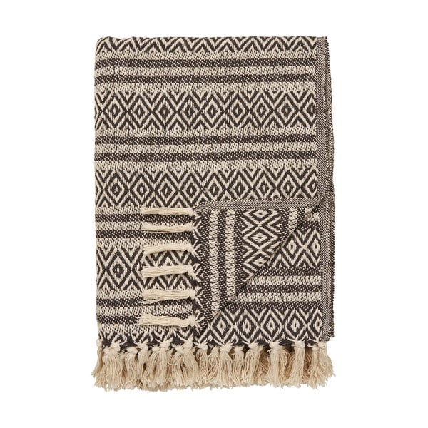 Кафяво одеяло от рециклиран памук 130x180 cm Adana – House Nordic