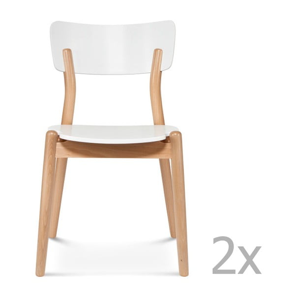 Sada 2 bílých dřevěných židlí Fameg Tyge