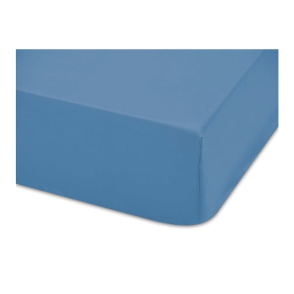 Tmavě modré bavlněné elastické prostěradlo Boheme Basic, šířka 135 cm