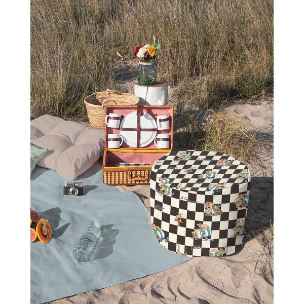 Бяло-черна табуретка Asterix Checkerboard - Really Nice Things-image-1