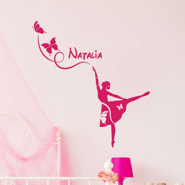 Стикер за стена с името Балерина и пеперуди - Ambiance