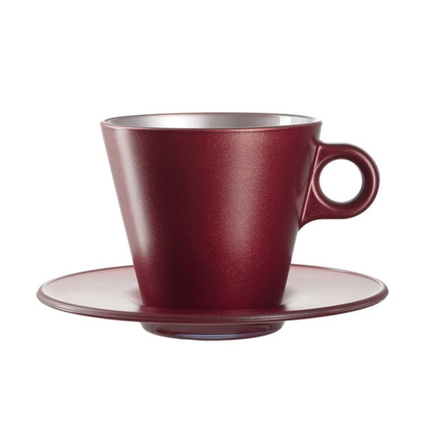 Červený metalický hrnek na cappuccino měnící barvu LEONARDO Ooh! Magico