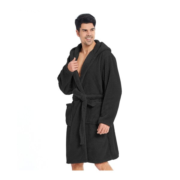 Черен унисекс халат от микрофибър, размер XS Sleepyhead - DecoKing-image-1