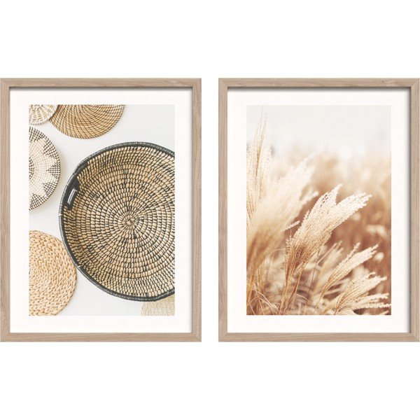 Печатни картини в комплект 2 бр. с включена рамка 30x40 cm Full Beige – Styler