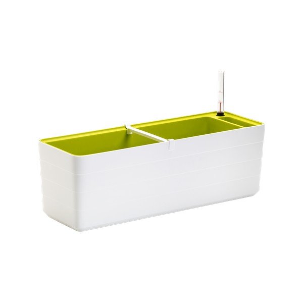 Бяло-зелена самонапояваща се саксия, дължина 59 cm Berberis - Plastia-image-1