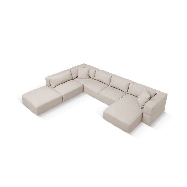 Бежов ъглов U-образен диван, ляв ъгъл Esther – Milo Casa-image-2