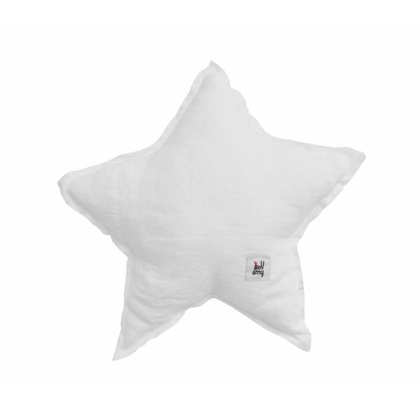 Бяла бебешка ленена възглавница във формата на звезда Snow White - BELLAMY