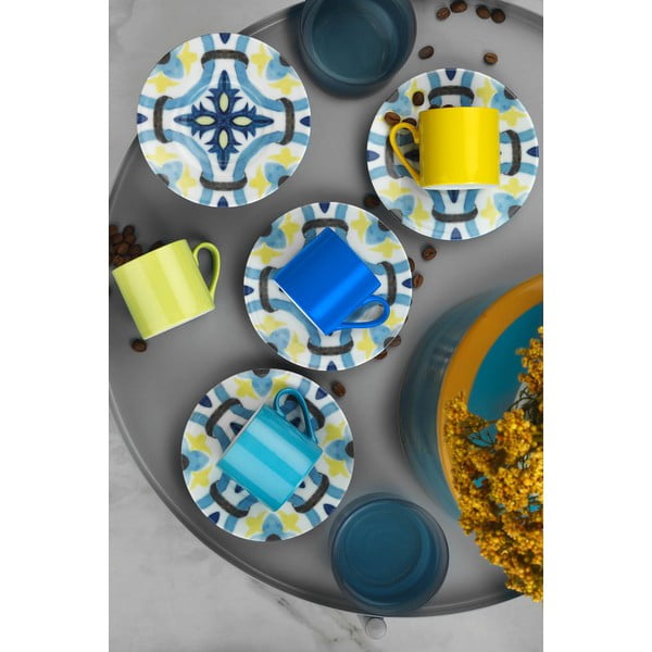 Комплект от 4 чаши и чинийки Geometric, 90 ml - Kütahya Porselen-image-1