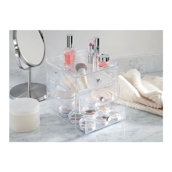 Прозрачен органайзер с 3 чекмеджета, височина 18 cm - iDesign-image-1