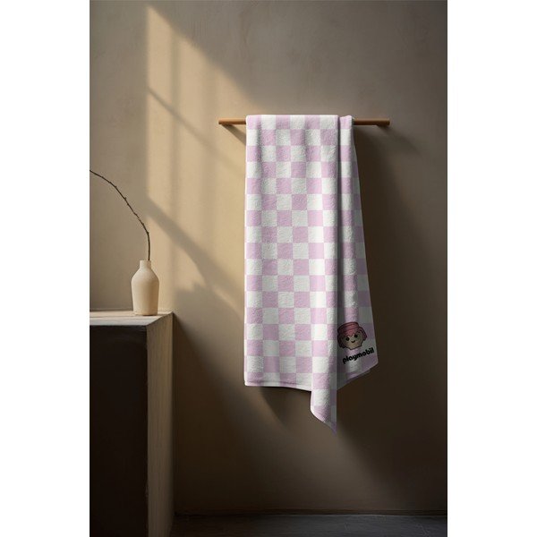 Розова памучна детска кърпа 75x140 cm Checkerboard – Playmobil-image-1