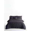 Антрацитно двойно удължено спално бельо от памук Renforcé 240x220 cm Waffle Striped – Mila Home Luxury