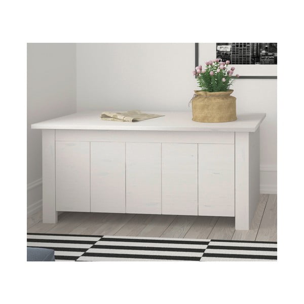 Бяла ракла от масивен бор 100x45 cm Bertram – Støraa-image-1