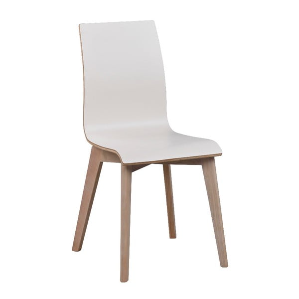 Бял трапезен стол със светлокафяви крака Grace - Rowico