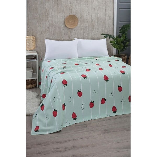 Памучно покривало за легло в цвят мента 170x230 cm Strawberry – Mila Home