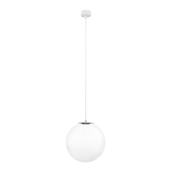 Бяла висяща лампа с бял кабел и сребърни детайли Tsuri, ⌀ 30 cm - Sotto Luce