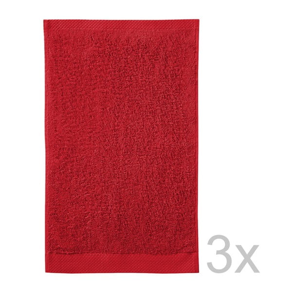 Set 3 ručníků Pure Red, 30x50 cm