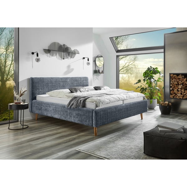 Синьо  двойно легло 180x200 cm тапицирано с включена подматрачна рамка Primavera – Meise Möbel-image-1