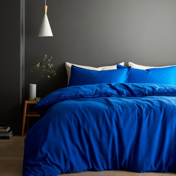 Синьо удължено спално бельо за двойно легло 230x220 cm Relaxed - Content by Terence Conran
