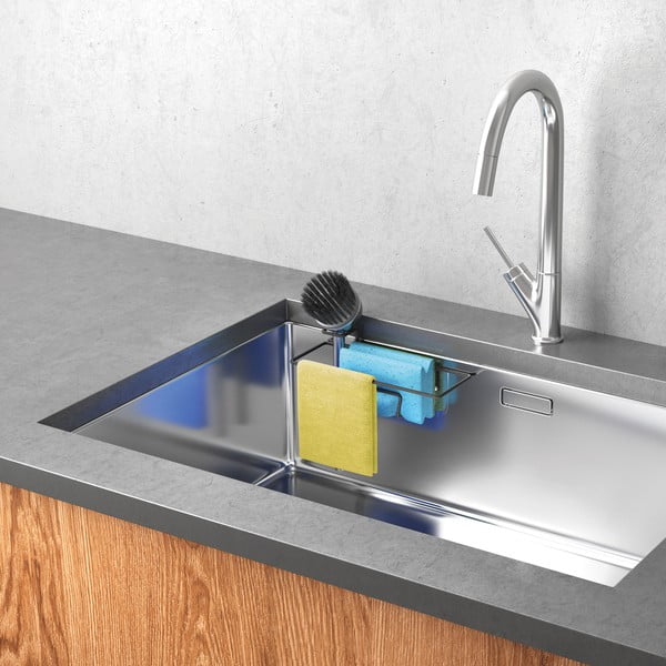 Матово черен метален органайзер за мивки без пробиване Lava – Metaltex-image-1