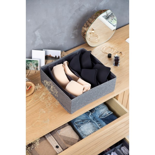 Сив органайзер за чекмеджета с отделения за чекмеджета, 29 x 11 cm - Bigso Box of Sweden-image-1