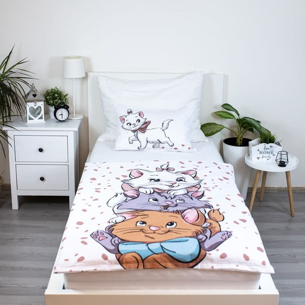 Бяло памучно детско спално бельо 100x135 cm Marie Cat "Friends" – Jerry Fabrics-image-1