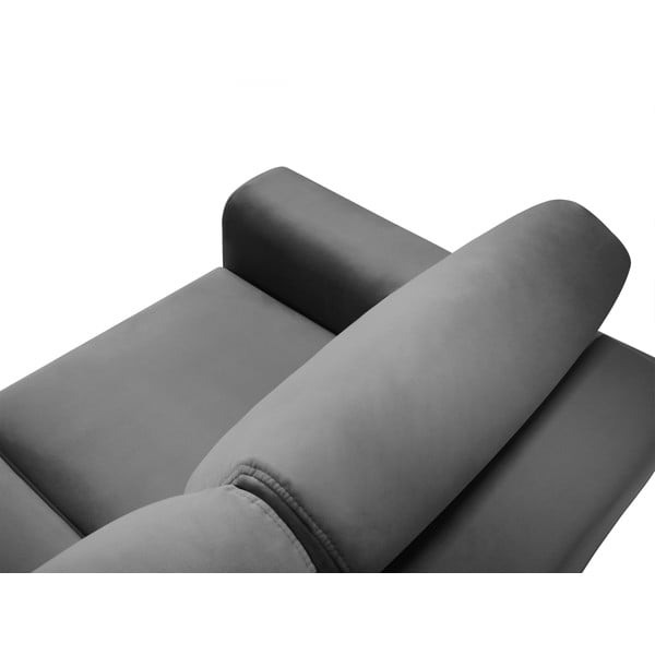 Светлосив кадифен разтегателен ъглов диван с място за съхранение Kyoto – Cosmopolitan Design-image-4