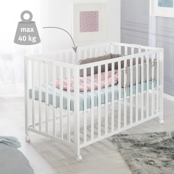 Бяло сгъваемо легло на колела 60x120 cm Fold up - Roba-image-1