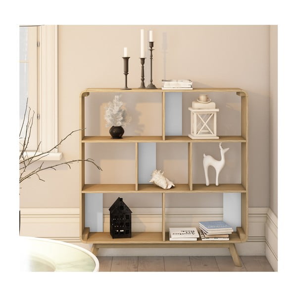 Библиотека от декор от дъб  естествена 122x126 cm Caitlin – Støraa-image-4