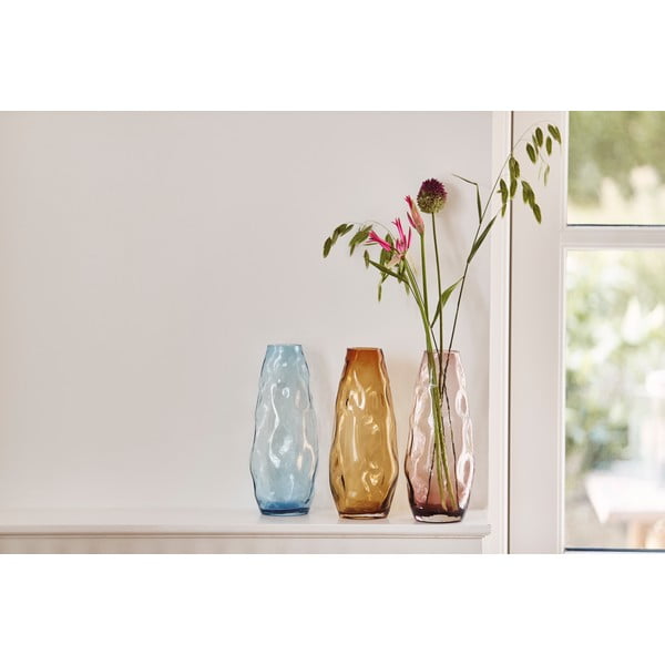 Светлосиня стъклена ваза, височина 28 cm - Bahne & CO-image-1