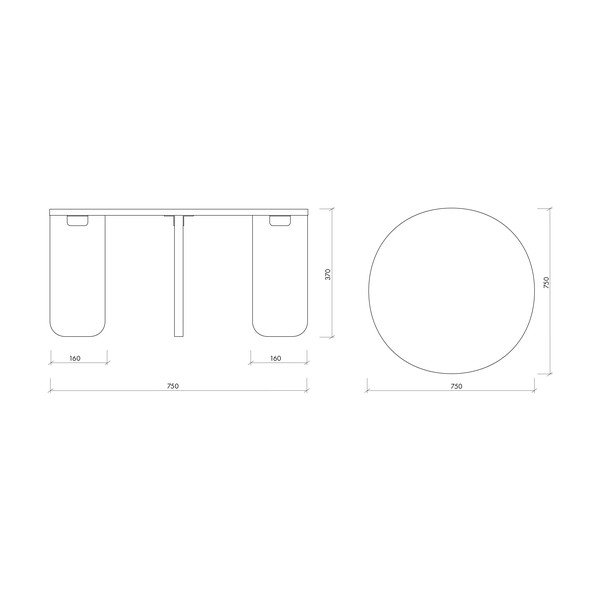 Кръгла масичка за кафе с дъбов плот в естествен цвят ø 75 cm Kuvu – noo.ma-image-4
