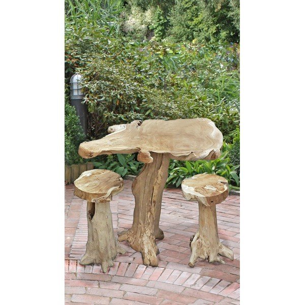 Градинска бар маса от масивно тиково дърво 95x65 cm Surga – Garden Pleasure-image-1
