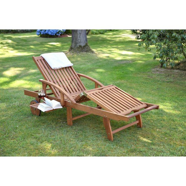 Кафяв градински шезлонг от масивно дърво Beverly Hills – Garden Pleasure-image-1