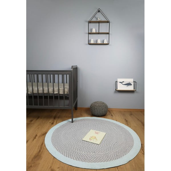 Детски син килим ръчна изработка , ∅ 120 cm Brenda - Nattiot-image-1