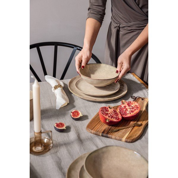 Комплект за вечеря от бежов каменна керамика 16 бр. Glosia - Bonami Selection-image-1