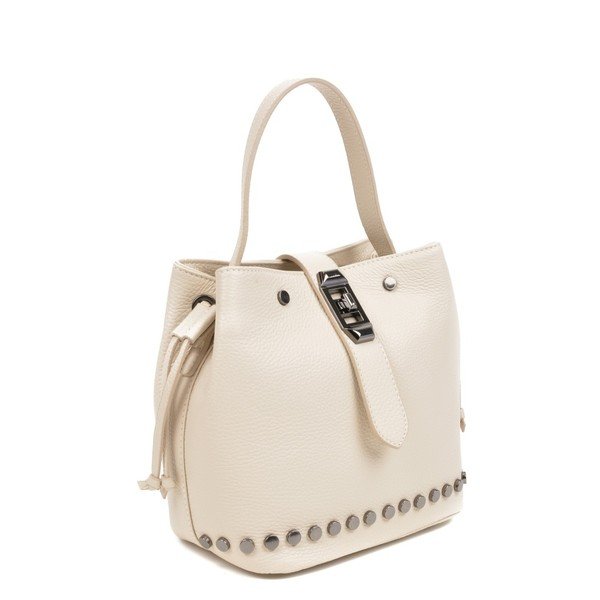 Бежова кожена чанта Giulia - Mangotti Bags-image-2