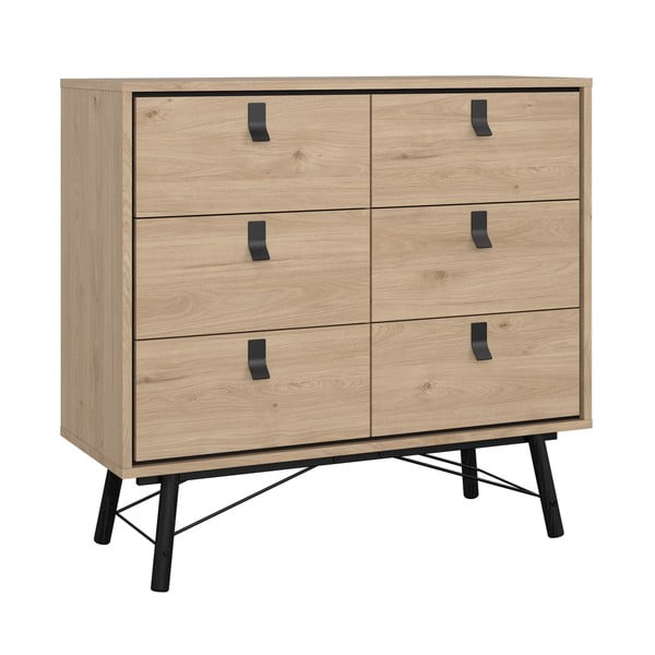 Нисък скрин с дъбов декор в естествен цвят 102x99 cm Ry - Tvilum-image-2