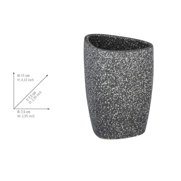 Сива керамична чаша за четки за зъби Pion - Wenko-image-2