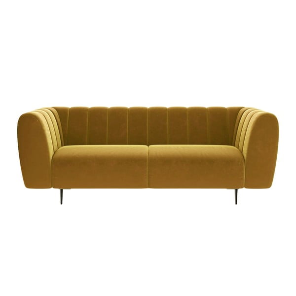 Меденожълт кадифен диван , 210 cm Shel - Ghado