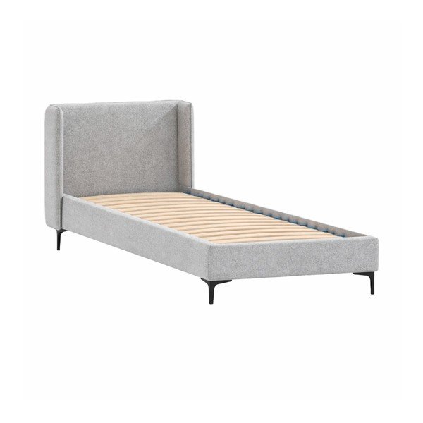 Сиво единично тапицирано легло с включена подматрачна рамка 90x200 cm Basti – Ropez
