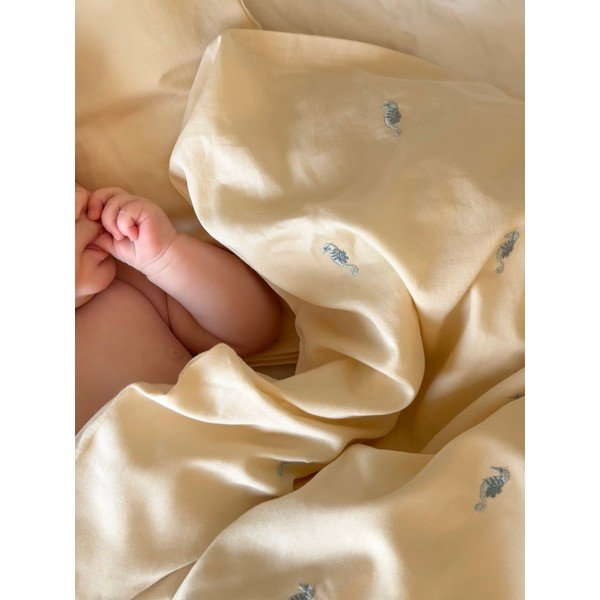 Светложълто детско спално бельо от органичен памук 70x100 cm Sea Garden – Cam Cam Copenhagen-image-1
