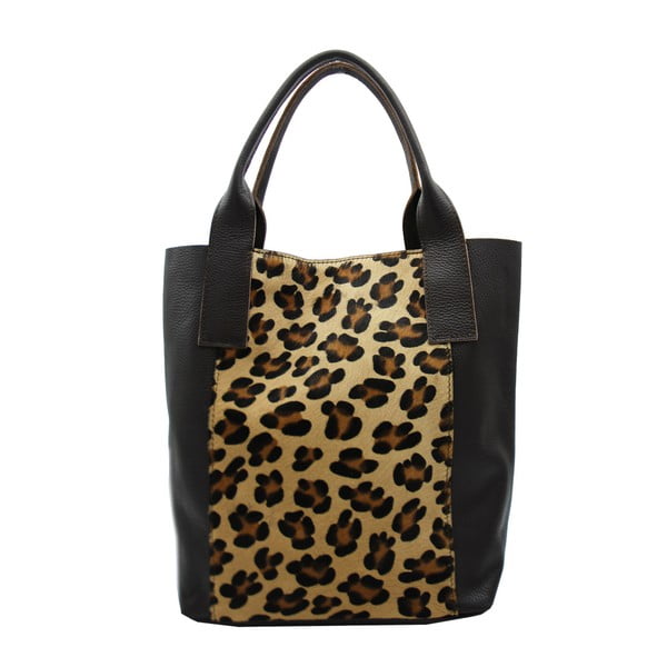 Чанта от естествена кожа с леопардова шарка Cavallino L - Andrea Cardone