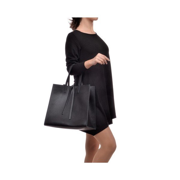 Черна кожена чанта Mangotti Vera - Mangotti Bags-image-3