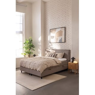 Боксспринг легло в кафяво-сив цвят с място за съхранение 180x200 cm Elva Bold – Bonami Selection