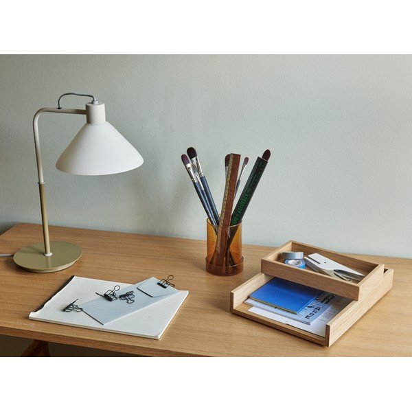 Бяла настолна лампа със стъклен абажур (височина 44 cm) Spot – Hübsch-image-1