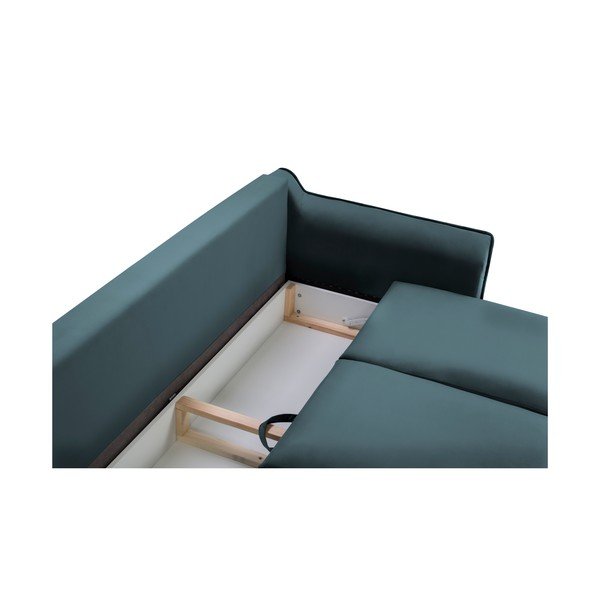 Разтегателен диван от кадифе в бензиново синьо Basso - Kooko Home-image-1