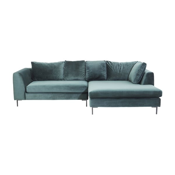 Ъглов диван от тюркоазено синьо кадифе , десен ъгъл Gianni - Kare Design